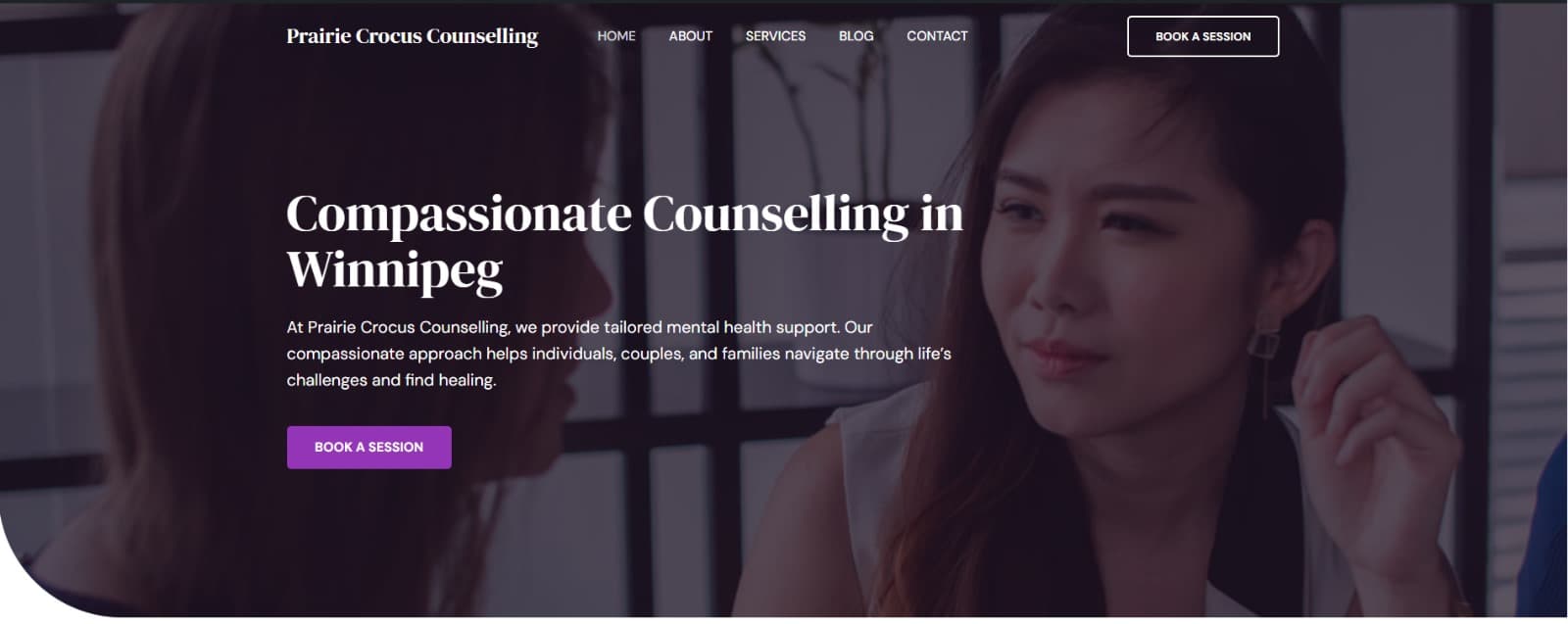 Prairie Crocus Counselling website preview